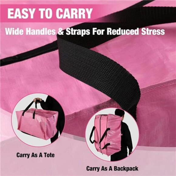 6 Pack Extra Large Moving Bags with Zippers & Carrying Handles Backpack Straps - Picture 4 of 7